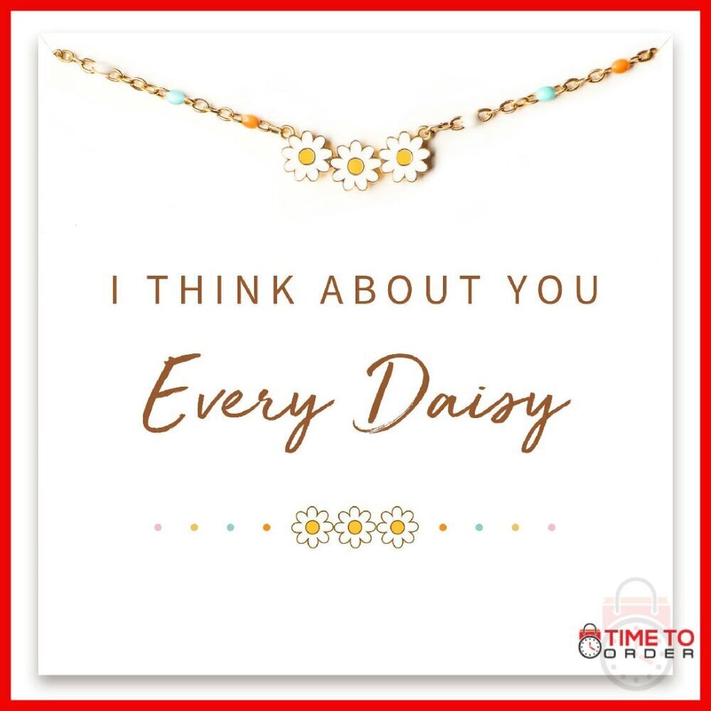 Sterling Silver Daisy Charm Bracelet with Message Card